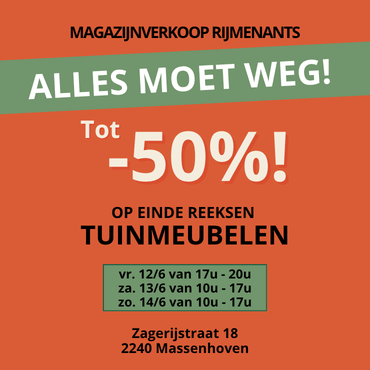 Magazijnverkoop 12-13 & 14 juni